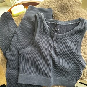 Ribbed Tank & Legging Set - faded navy